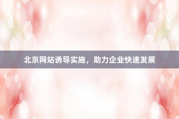 北京网站诱导实施，助力企业快速发展